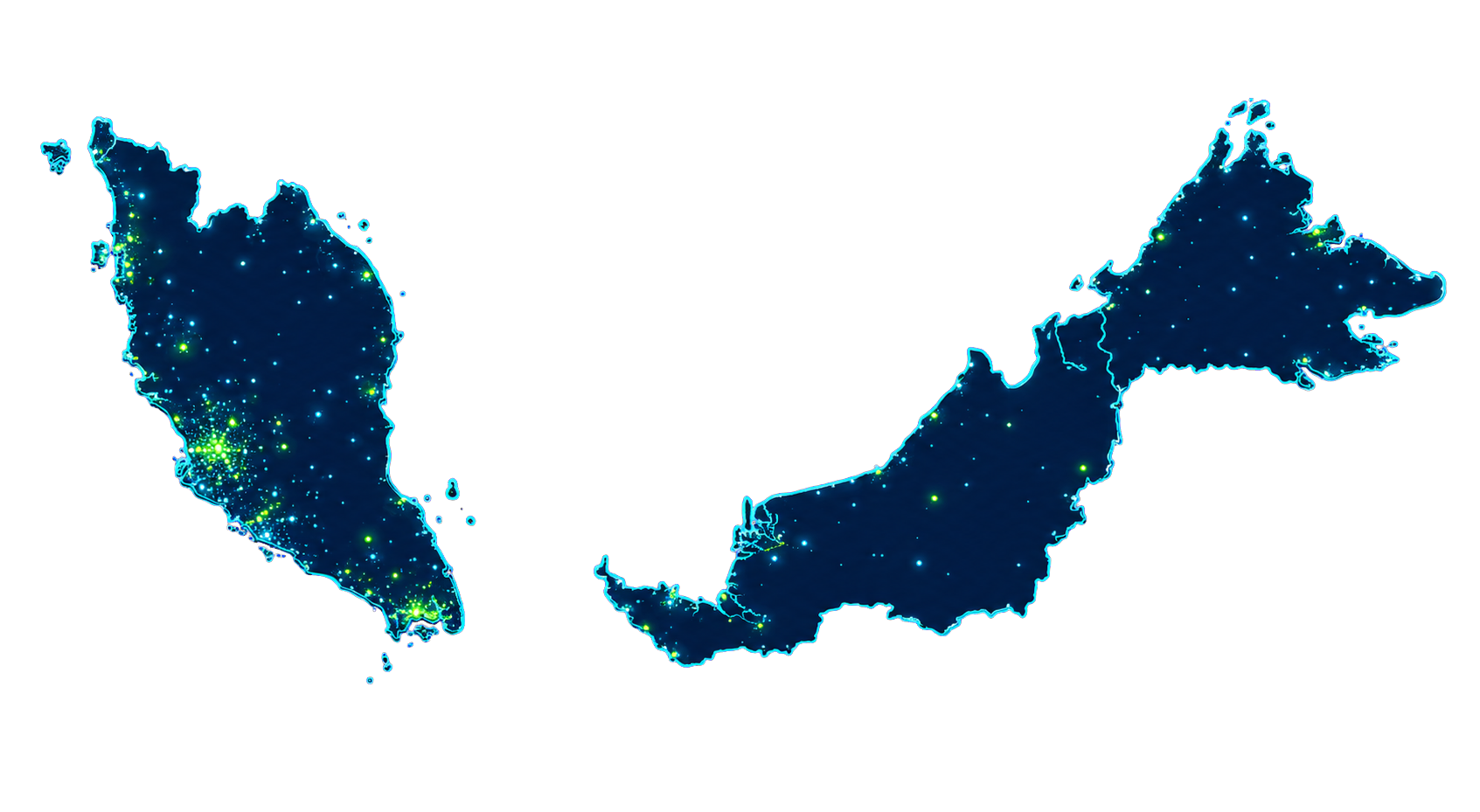 Map showing WhizCity deployments across Malaysia